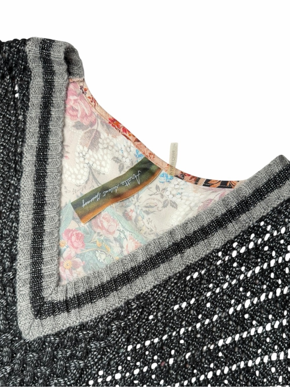 ARATTA Silent Journey Boho Grey Knit Front Floral Tapestry Back Maxi Dress L - Picture 4 of 9